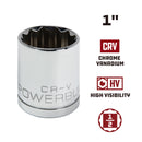 Powerbuilt 1/2 Inch Drive x 1 Inch 12 Point Shallow Socket - 642007