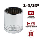 Powerbuilt 1/2 Inch Drive x 1-3/16 Inch 12 Point Shallow Socket - 642010