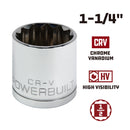 Powerbuilt 1/2 Inch Drive x 1-1/4 Inch 12 Point Shallow Socket - 642011