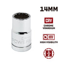 Powerbuilt 1/2 Inch Drive x 14 MM 12 Point Shallow Socket - 642012