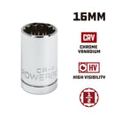 Powerbuilt 1/2 Inch Drive x 16 MM 12 Point Shallow Socket - 642014