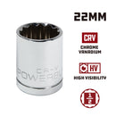 Powerbuilt 1/2 Inch Drive x 22 MM 12 Point Shallow Socket - 642020
