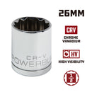 Powerbuilt 1/2 Inch Drive x 26 MM 12 Point Shallow Socket - 642023