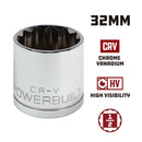 Powerbuilt 1/2 Inch Drive x 32 MM 12 Point Shallow Socket - 642025