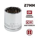 Powerbuilt 1/2 Inch Drive x 27 MM 12 Point Shallow Socket - 642034