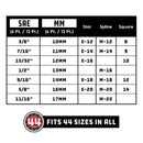 Powerbuilt 7 Piece 3/8 Inch Drive Universal Socket Set with Tray - 642054