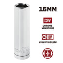 Powerbuilt 1/2 Inch Drive x 16 MM 6 Point Deep Socket - 642210