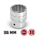 Powerbuilt 3/4 Inch Drive x 36 MM 12 Point Shallow Socket - 643237