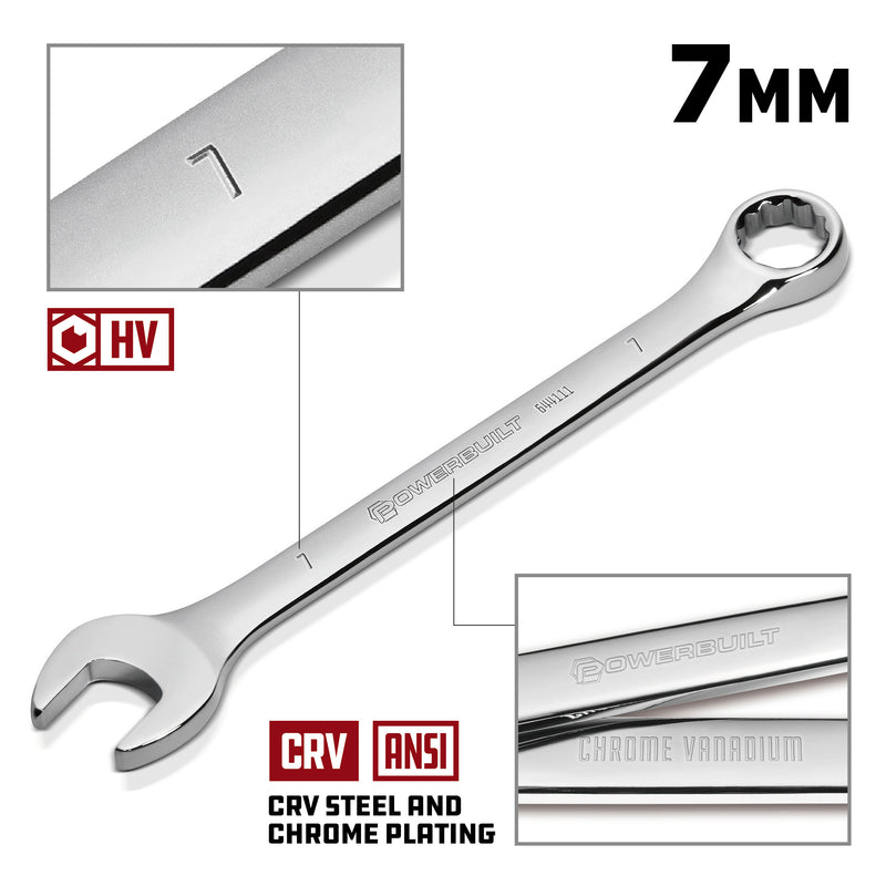 Powerbuilt 7 MM Fully Polished Metric Combination Wrench - 644111