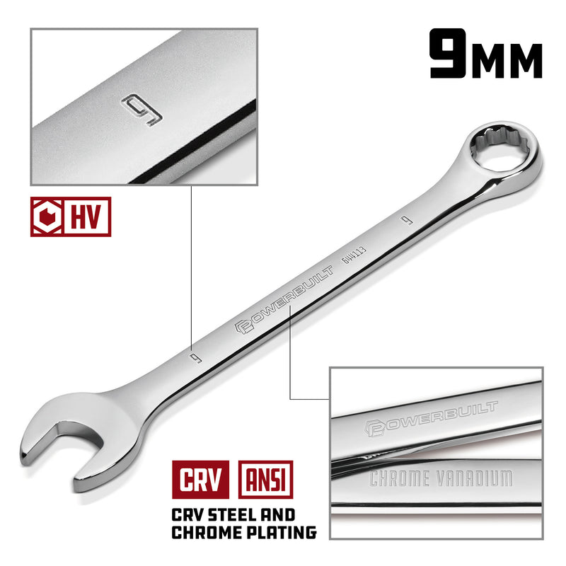 Powerbuilt 9 MM Fully Polished Metric Combination Wrench - 644113