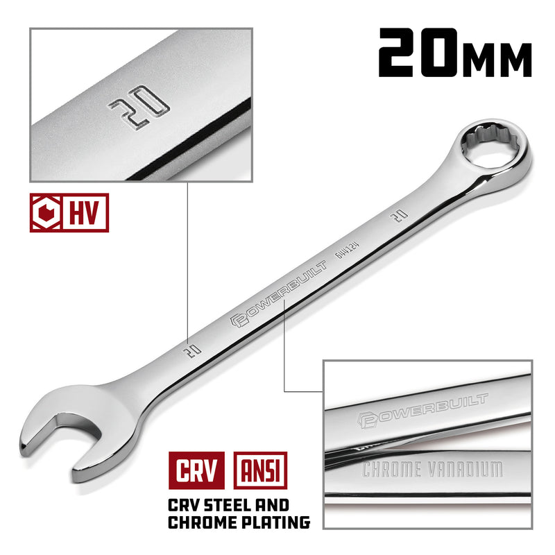 Powerbuilt 20 MM Fully Polished Metric Combination Wrench - 644124