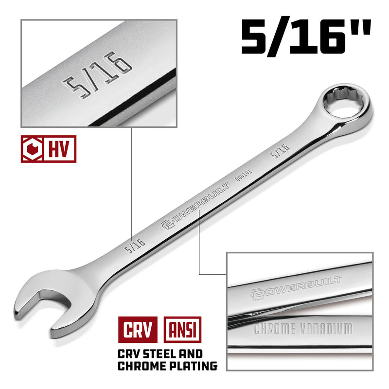 Powerbuilt 5/16 Inch Fully Polished SAE Combination Wrench - 644141