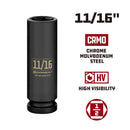 Powerbuilt 1/2 Inch Drive x 11/16 Inch 6 Point Deep Impact Socket - 647173