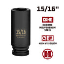 Powerbuilt 1/2 Inch Drive x 15/16 Inch 6 Point Deep Impact Socket - 647177