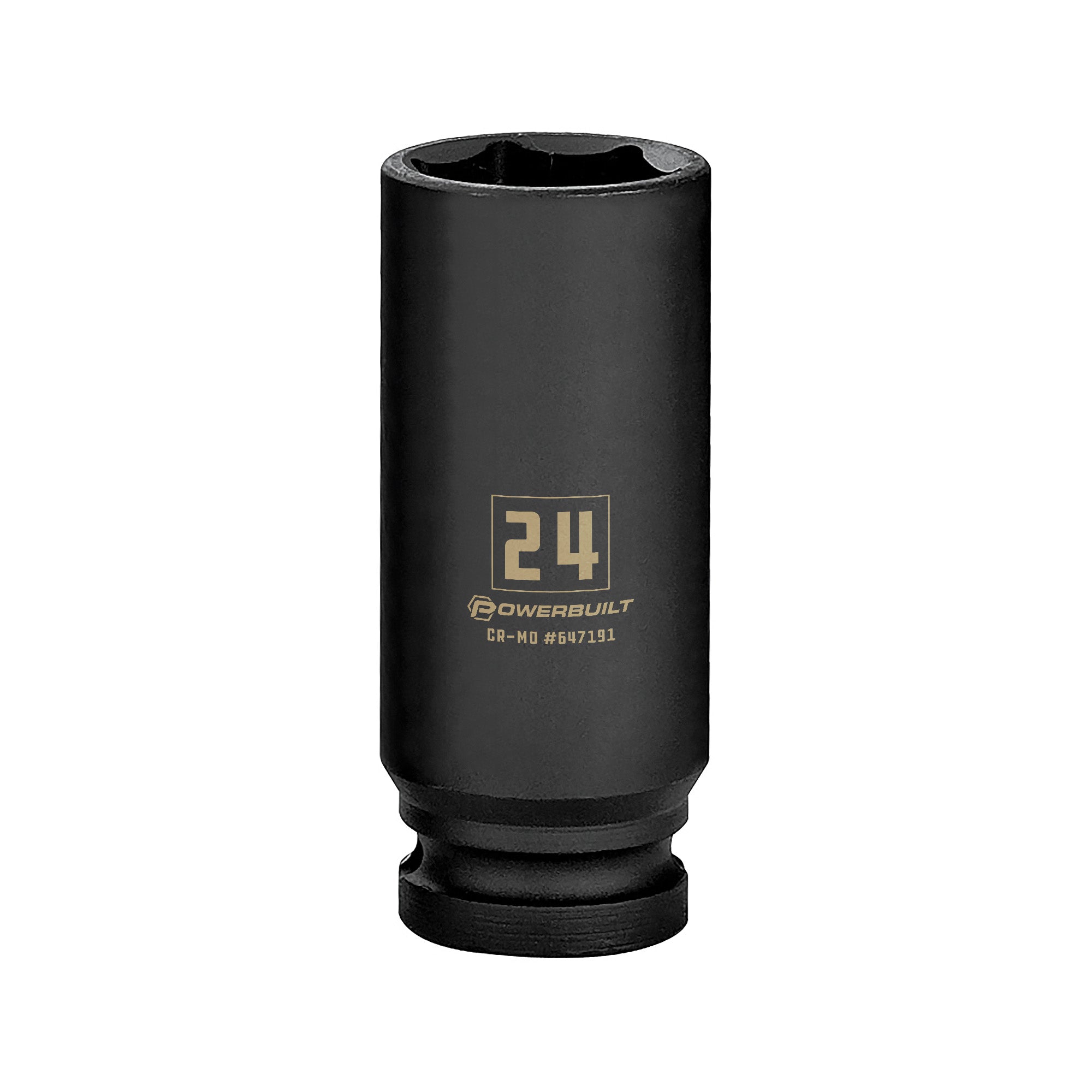 Powerbuilt 1/2 Inch Drive x 24 MM 6 Point Deep Impact Socket - 647191