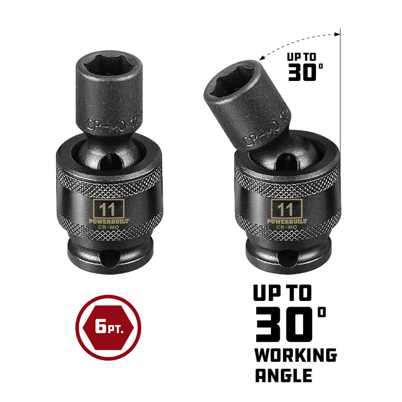 3/8 in. Dr. Universal Joint Impact Sockets - Metric