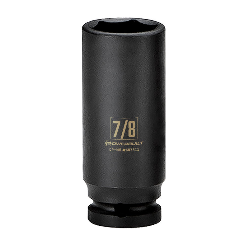 Powerbuilt 3/8 in. Drive x 7/8 in. 6 Point Deep Well Impact Socket - 647611