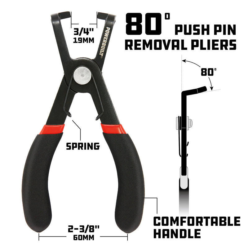 Powerbuilt 80 Degree Push Pin Clip Removal Pliers - 647739