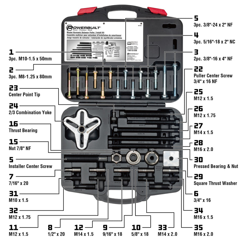 Powerbuilt Master Harmonic Balancer Puller / Pulley Installer Kit - 647758