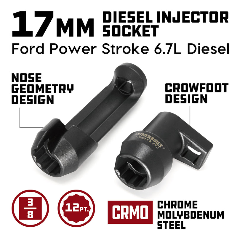 Powerbuilt 2 Piece Ford Power Stroke 6.7L Diesel Injection 17 MM Socket Set - 647764