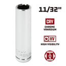 Powerbuilt 1/4 Inch Drive x 11/32 Inch 6 Point Deep Socket - 648294