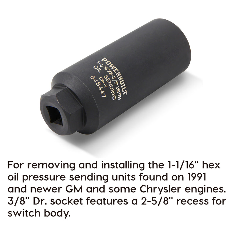 Powerbuilt 3/8" Drive Oil Press Sending Socket (1-1/16) - 648447