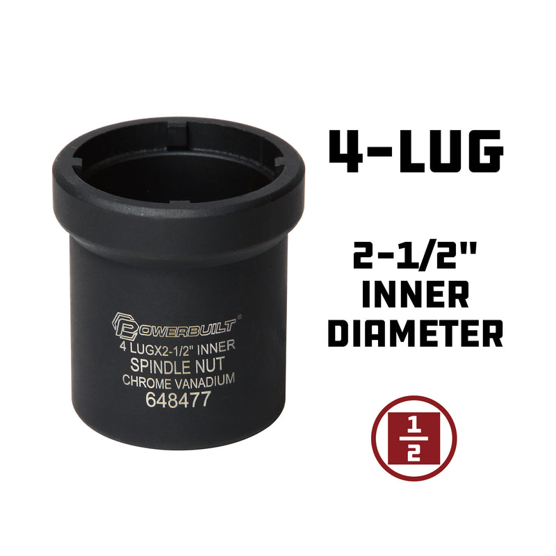 4 Lug Spindle Nut Socket, 2-1/2 in. ID, Ford, GM and Dodge