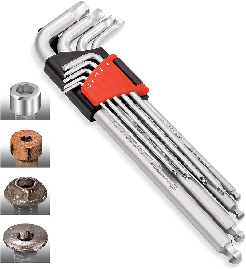 9 Piece Zeon Metric Hex Key Wrench Set for Damaged Fasteners