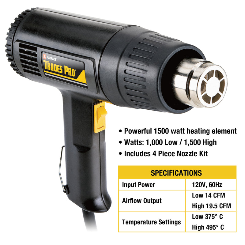 Tradespro Heat Gun with 4 Nozzle Adapters - 836717