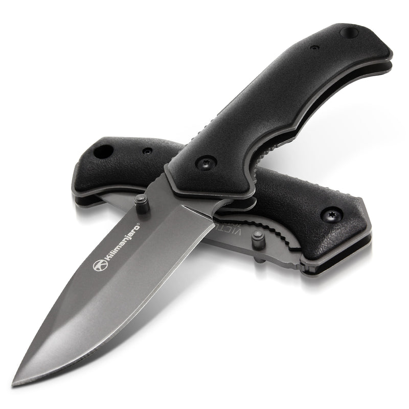 Victus 8 in. Folding Knife - Drop Point Blade - Black