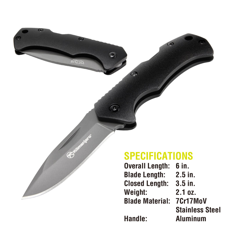 Victus 6 in. Folding Knife - Drop Point Blade - Black