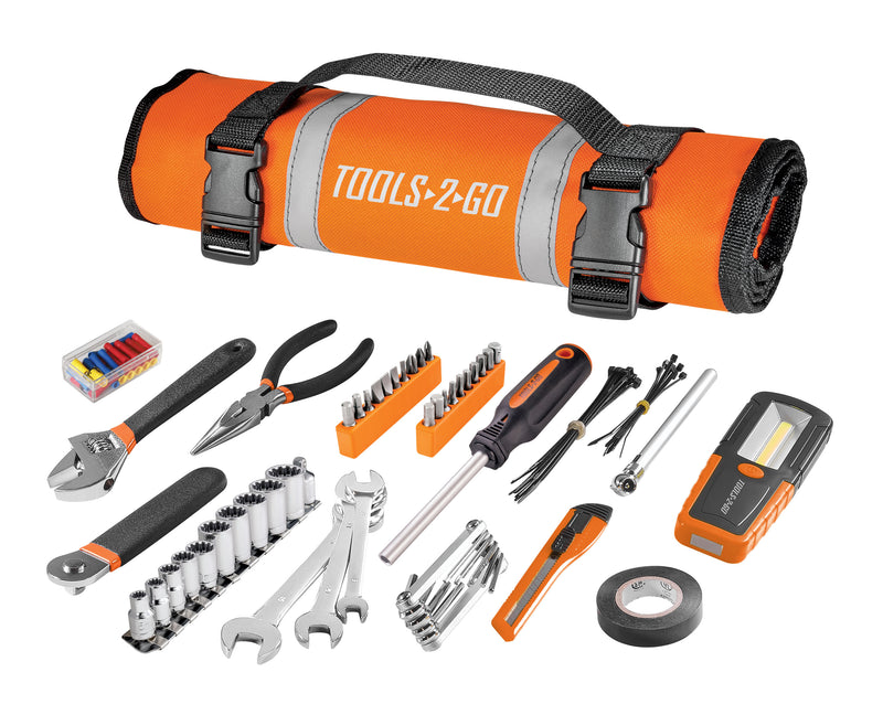 Tools2Go 83 Piece Tool Set with Roll-Up Pouch for Motorcycle, Auto, ATV - 240119