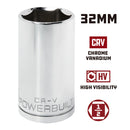 Powerbuilt 1/2 Inch Drive 32 MM 6 Point Deep Socket - 940123