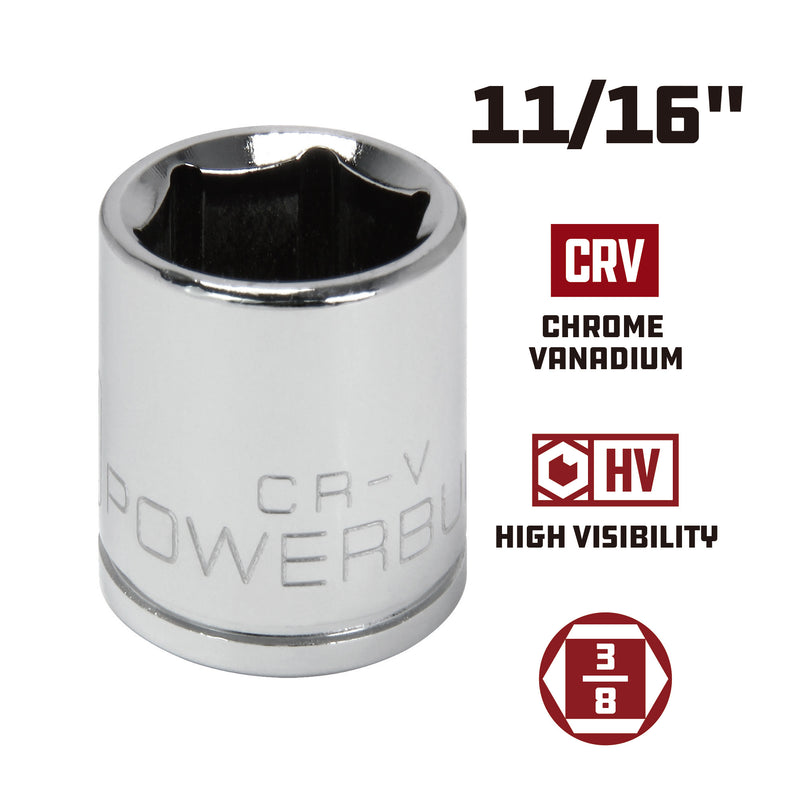 Powerbuilt 3/8 in. Drive x 11/16 in. 6 Point SAE Socket - 940530