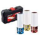 Powerbuilt 3 Piece 1/2 Inch Drive Metric 6 Point Color Wheel Socket Set - 940846