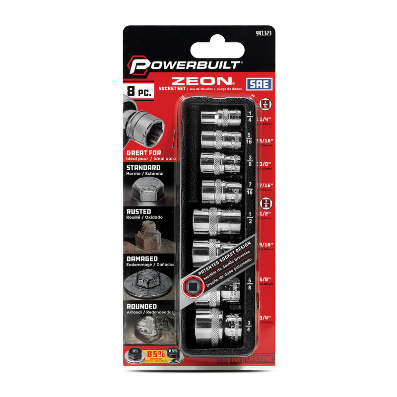 8 Piece Zeon SAE Socket Set for Damaged Bolts