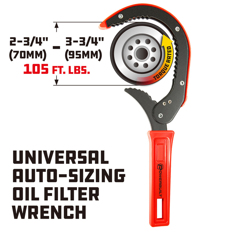 Powerbuilt Universal Auto-Sizing Oil Filter Wrench - 942006