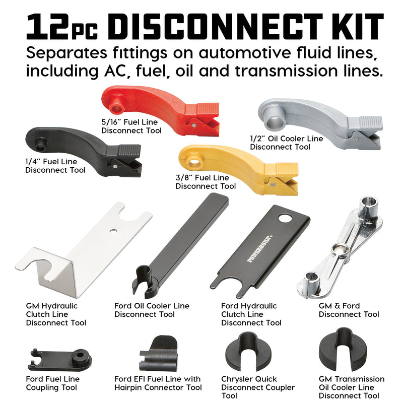 Powerbuilt 12 Piece Fuel, Transmission, and Air Conditioner Line Disconnect Kit - 948003