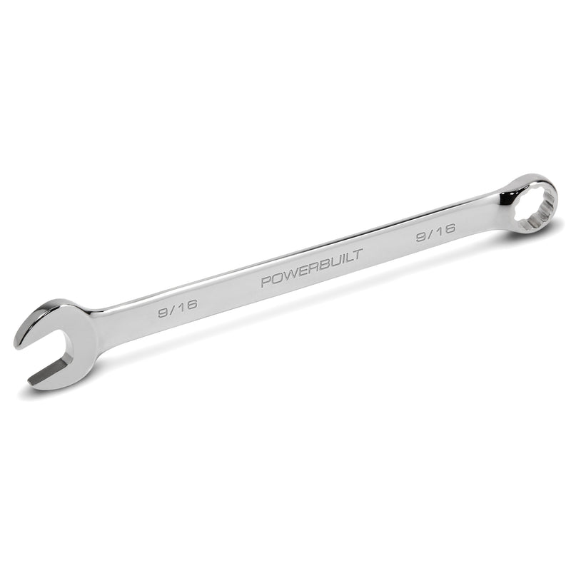Powerbuilt 9/16 Inch Fully Polished Long Pattern SAE Combination Wrench - 640442