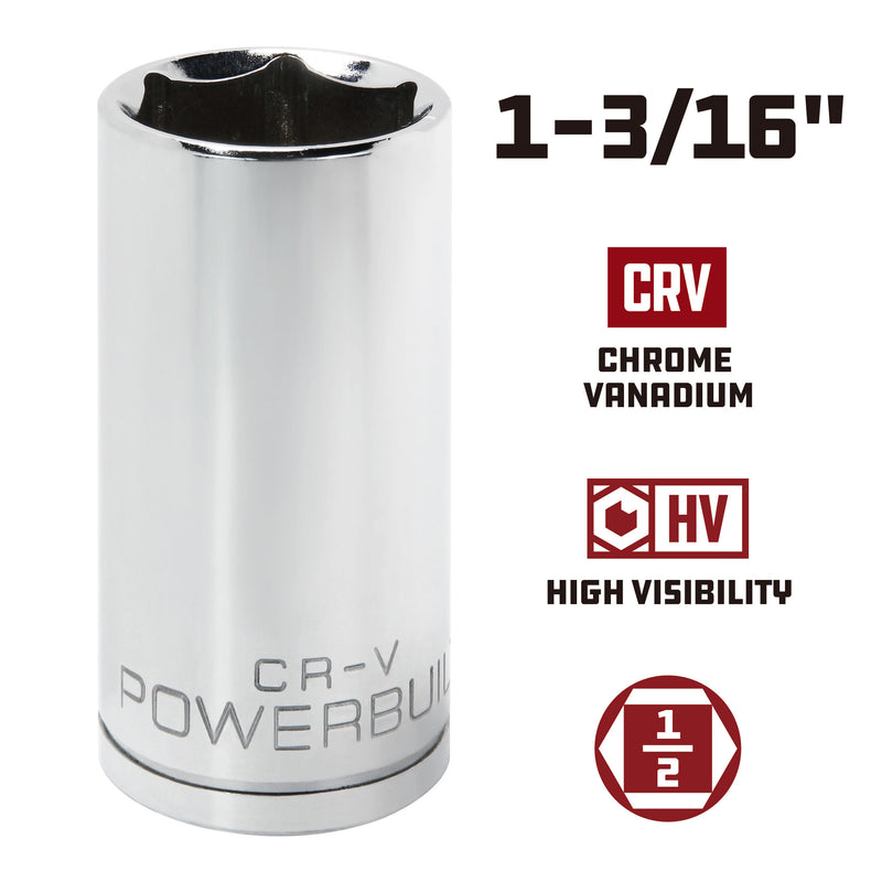 Powerbuilt 1/2 Inch Drive x 1-3/16 Inch 6 Point Deep Socket - 940113