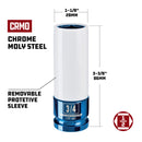 3 Piece 1/2 Inch SAE Color Wheel Socket Set